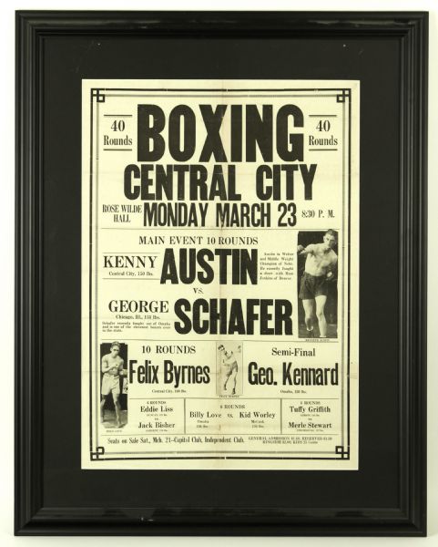 1931 Kenny Austin vs. George Schafer 29" x 37" Framed Broadside