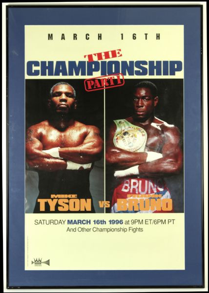 1996 Mike Tyson vs. Frank Bruno Heavyweight Championship 28" x 41" Framed Broadside