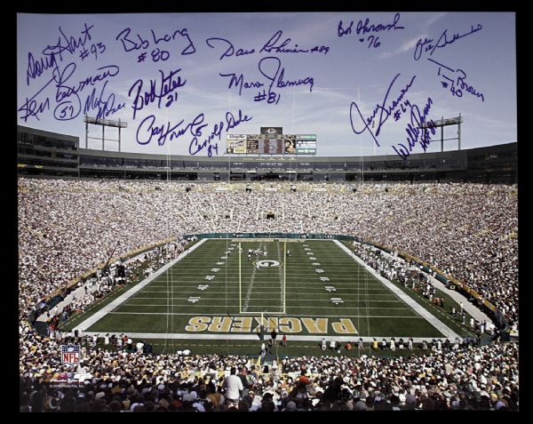 2000s Green Bay Packers Lambeau Field Signed 16" x 20" Photo w/ 14 Signatures Including Paul Hornung, Willie Davis, Jerry Kramer & More (JSA)