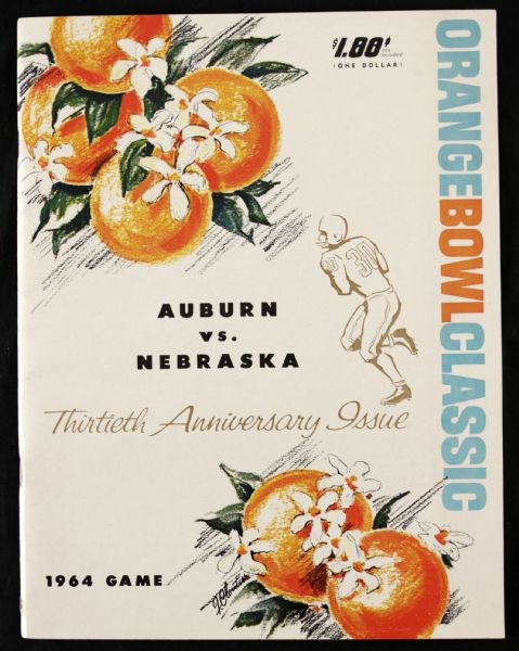 1964 Auburn Tigers Nebraska Cornhuskers Orange Bowl Program