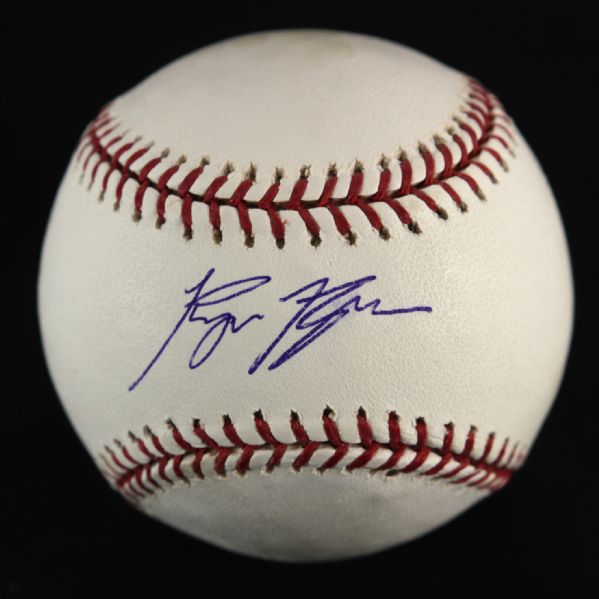 2007-12 Ryan Braun Milwaukee Brewers Single Signed OML Selig Baseball *JSA*