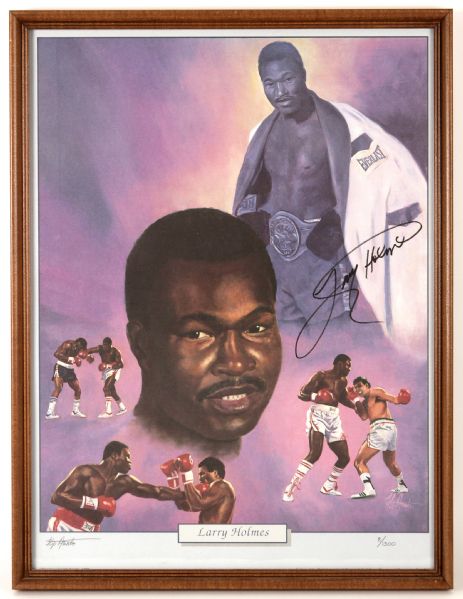 1989 Larry Holmes Limited Edition 8/1500 19" x 25" Signed Framed Print