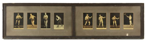1900s circa Boxing Cabinet Photo 11" x 43" Framed Display