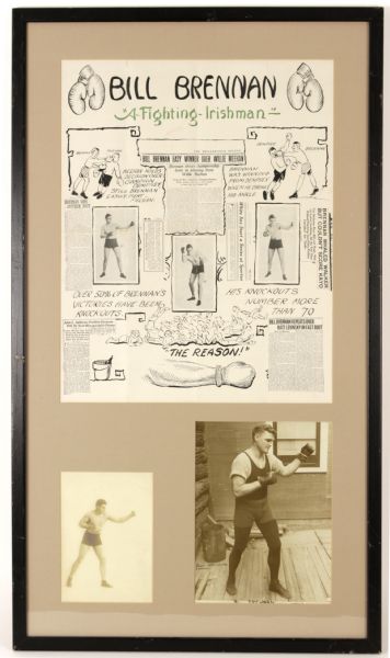 1920s Bill Brennan "A Fighting Irishman" 19" x 33" Framed Display 