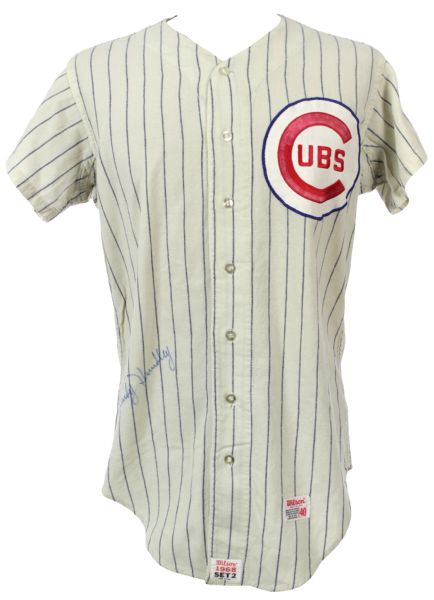 1968 Randy Hundley Chicago Cubs Signed Game Worn Home Jersey (MEARS LOA)