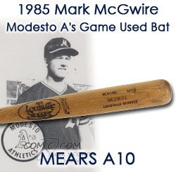 1985 Mark McGwire Modesta A’s Louisville Slugger Professional Model Game Used Bat (MEARS A10) – One of the Earliest Known Mac Bats in the Hobby
