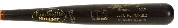 2000-02 Jose Hernandez Milwaukee Brewers Signed Louisville Slugger Professional Model Game Used Bat (MEARS LOA/JSA)
