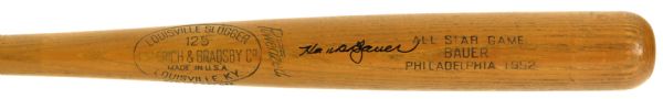 1952 Hank Bauer New York Yankees H&B Louisville Slugger Professional Model All Star Game Bat (MEARS A8.5/JSA)