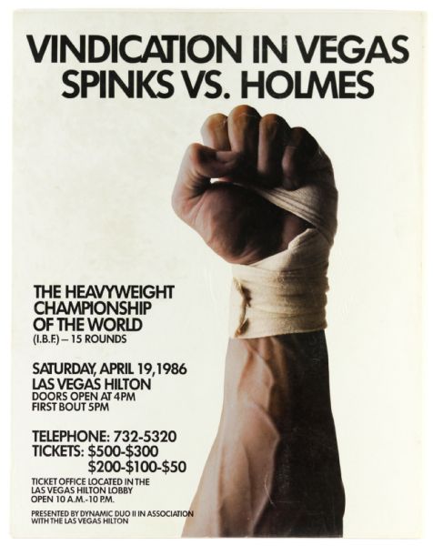 1986 22" x 28" Michael Spinks vs. Larry Holmes Heavyweight Championship Fight Poster