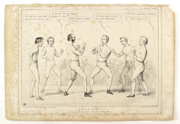 1846 Boxing Sketch Sparing Insert From Magazine Thomas McLean
