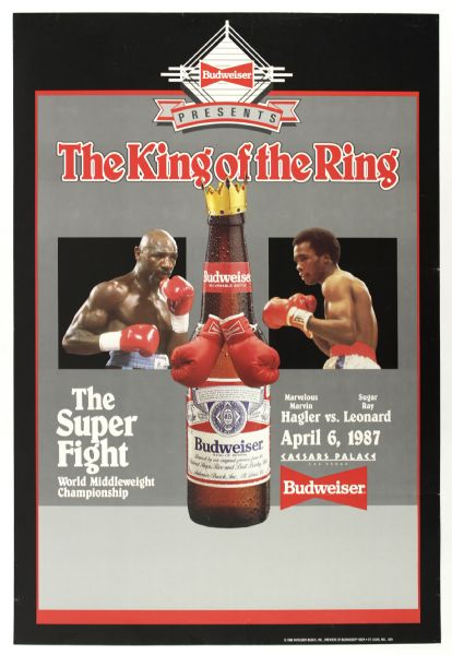 1987 "20 x 30" Sugar Ray Leonard vs. Marvelous Marvin Hagler World Middleweight Championship Fight Poster