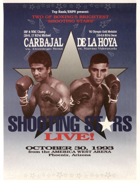 1989-93 Michael Carbajal vs. Oscar De La Hoya & Sugar Ray Leonard vs. Roberto Duran Fight Posters - Lot of 9