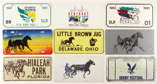 1953-2005 Kentucky Derby Horse Racing & Race Tracks Commemorative License Plate Collection - Lot of 15