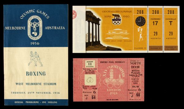 1948-2000 Olympic Boxing Ticket & Program Collection - Lot of 4