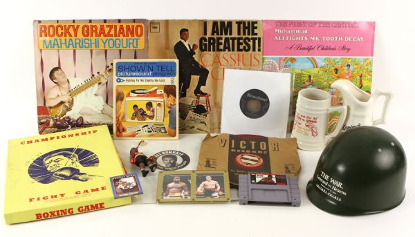 1940s-90s Boxing Memorabilia Collection - Lot of 29 w/ Vinyl Records, Commemorative Pieces & More featuring Muhammad Ali