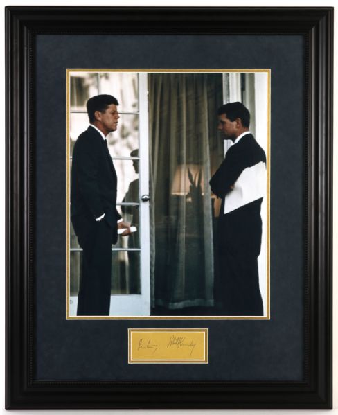1960 John F. Kennedy Robert F. Kennedy 25" x 31" Framed Matted Photo with dual signature (JSA) Signed during Milwaukee Campaign Visit