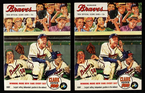 1954 Milwaukee Braves County Stadium Unscored Scorecard Collection - Lot of 2
