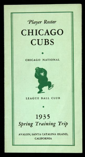 1935 Chicago Cubs Spring Training Trip Player Roster Book