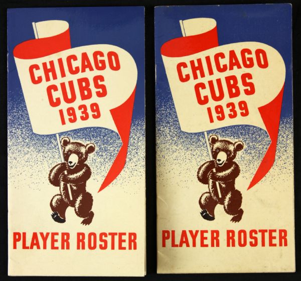 1939 Chicago Cubs Spring Training Trip Player Roster Book - Lot of 2