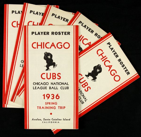 1936 Chicago Cubs Spring Training Trip Player Roster Book - Lot of 6