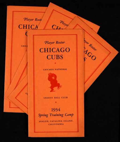 1934 Chicago Cubs Spring Training Trip Player Roster Book - Lot of 4