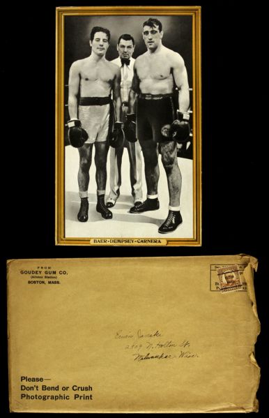 1934 Max Baer Jack Dempsey Primo Carnera Goudey R309 Premium w/ Original Mailing Envelope