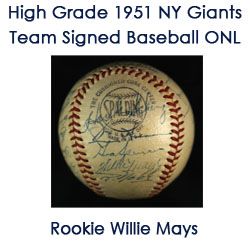 1951 New York Giants Team Signed ONL Frick Baseball w/ 25 Signatures Including Willie Mays Rookie,  Monte Irvin, Leo Durocher & More (JSA)