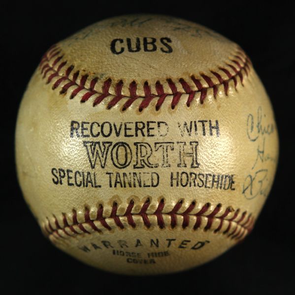 1943 Chicago Cubs Team Signed Worth Baseball w/ 18 Signatures Including Kiki Cuyler, Hiram Bithorn, Stan Hack & More (JSA)