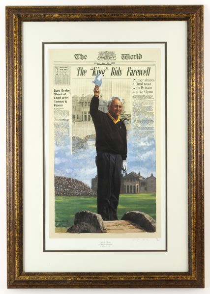1995 Arnold Palmer 27" x 37" Framed Matted "The King Bids Farewell" Print 