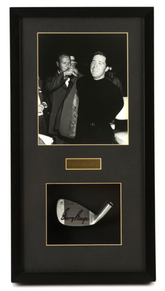 1961 Gary Player Arnold Palmer Photo with Player Signed Club 12" x 22" Display (JSA) 