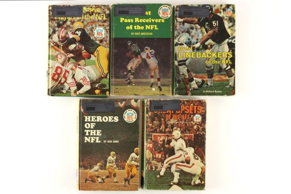 1965-72 NFL Hardcover Book Collection - Lot of 5 w/ 1 Book Signed by Lionel Aldridge (JSA)