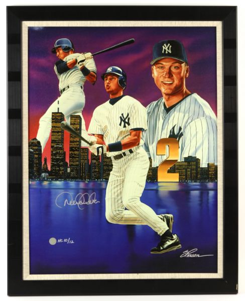 1995-2013 Derek Jeter New York Yankees  "The King of New York" Signed 23" x 30" Oil Painting (JSA Full Letter)