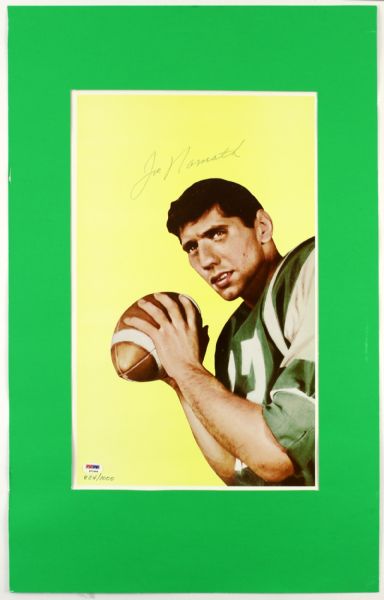 1965-76 Joe Namath Signed Matted 17" x 27" New York Jets Print (PSA/DNA) 824/1000