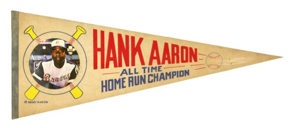 1974 Hank Aaron Atlanta Braves All Time Home Run Champion Full Size 29" Pennant
