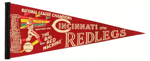 1970 Cincinnati Redlegs "The Big Red Machine" National League Champions Full Size 29" Pennant