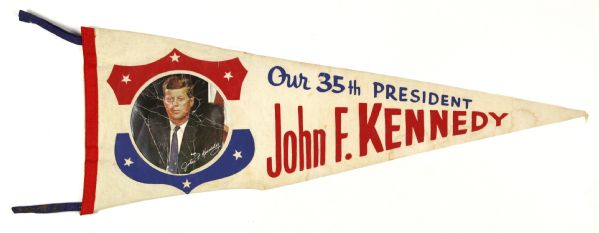 1960 John F. Kennedy Our 35th President Full Size 29" Photo Pennant 