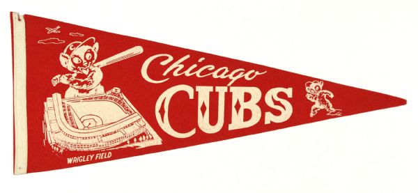 1940s Chicago Cubs Wrigley Field Full Size 29" Pennant