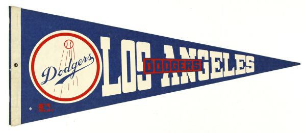 1950s-80s Los Angeles Dodgers Full Size 29" Pennant - Lot of 2
