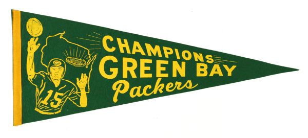 1965-67 Green Bay Packers "Champions" Full Size 29" Pennant 