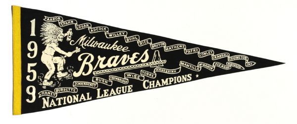 1958 Milwaukee Braves National League Champions Full Size 29" Pennant