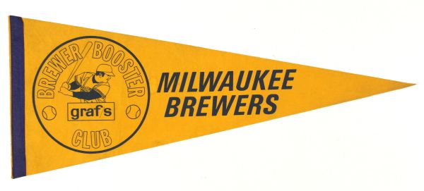 1970s circa Milwaukee Brewers Graf/s Brewer Booster Club Full Size 29" Pennant