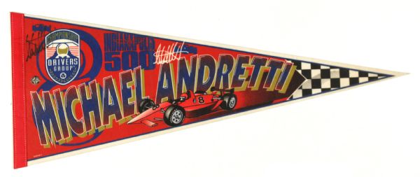 1990s Michael Andretti Indianapolis 500 Signed Full Size 29" Pennant (JSA)
