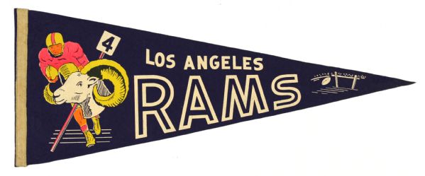 160s circa Los Angeles Rams Detroit Lions Full Size Pennant - Lot of 2