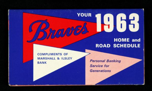 1963 Milwaukee Braves Marshall & Ilsley Bank Pocket Schedule