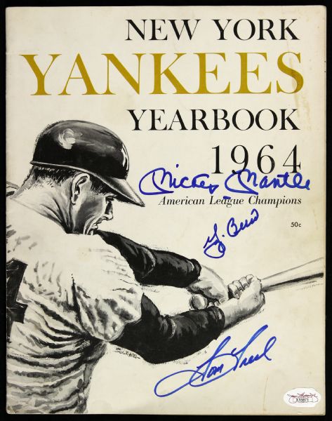 1964 Mickey Mantle Yogi Berra Tom Tresh New York Yankees Signed Team Yearbook (JSA Full Letter)