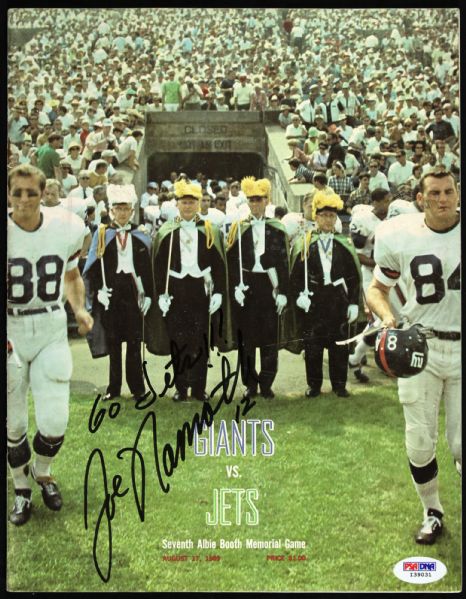 1969 Joe Namath New York Jets Signed Program (PSA/DNA)