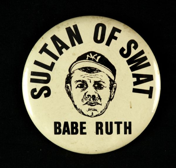 1950s circa Babe Ruth Sultan of Swat New York Yankees 3.5" Pinback Button
