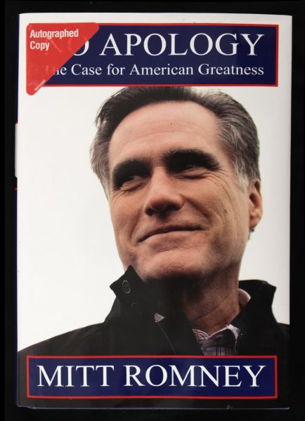 2010 Mitt Romney No Apology The Case for American Greatness Signed Hardcover Book *JSA*