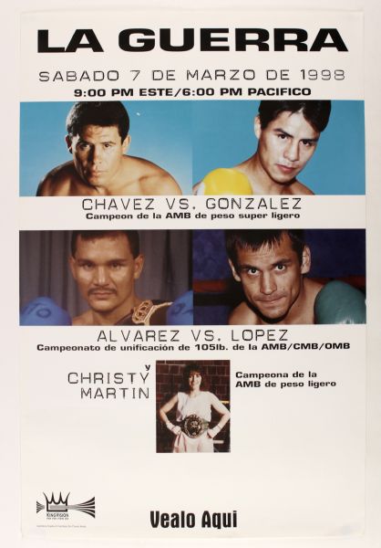 1998 Julio Cesar Chavez vs. Miguel Angel Gonzalez Light Welterweight Title Bout 23" x 35" Posters - Lot of 9