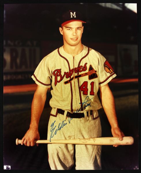 1953-66 Eddie Mathews Milwaukee Braves Signed 8x10 Photo (JSA)